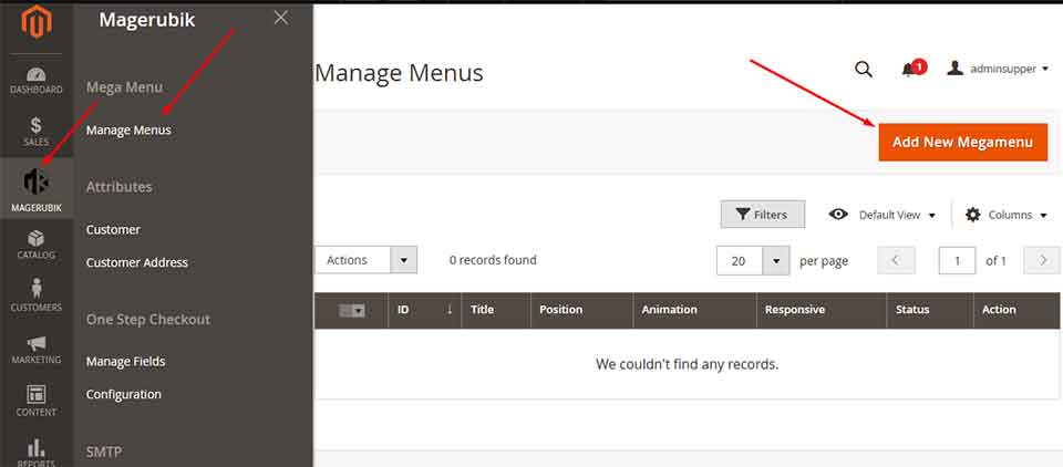 Magento 2 Mega Menu manage menu