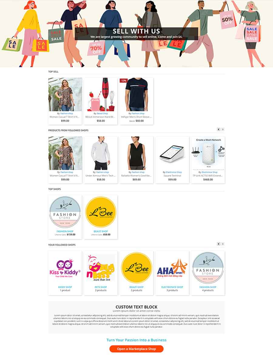 Magento 2 Multi Vendor Marketplace landing page