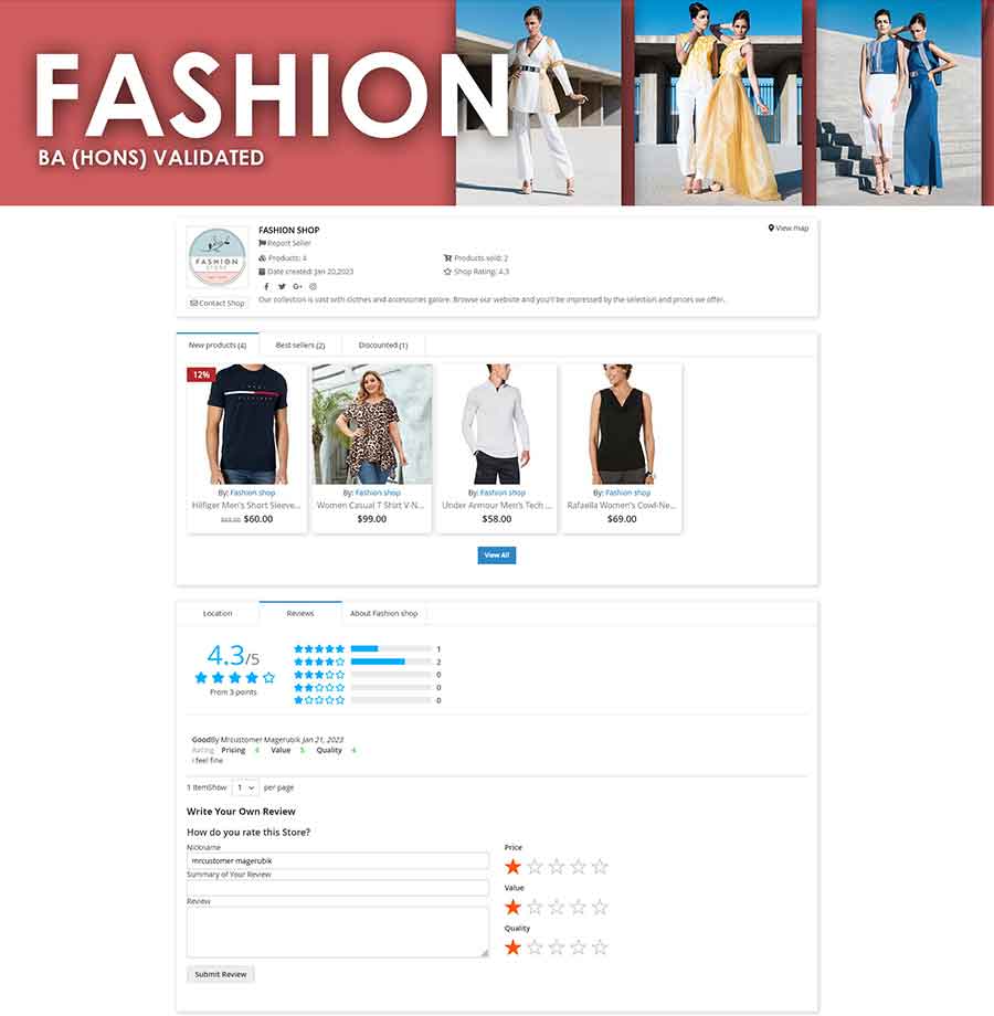 Magento 2 Multi Vendor Marketplace seller view page