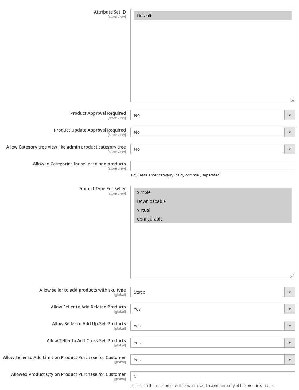 Magento 2 Multi Vendor Marketplace Product's Settings