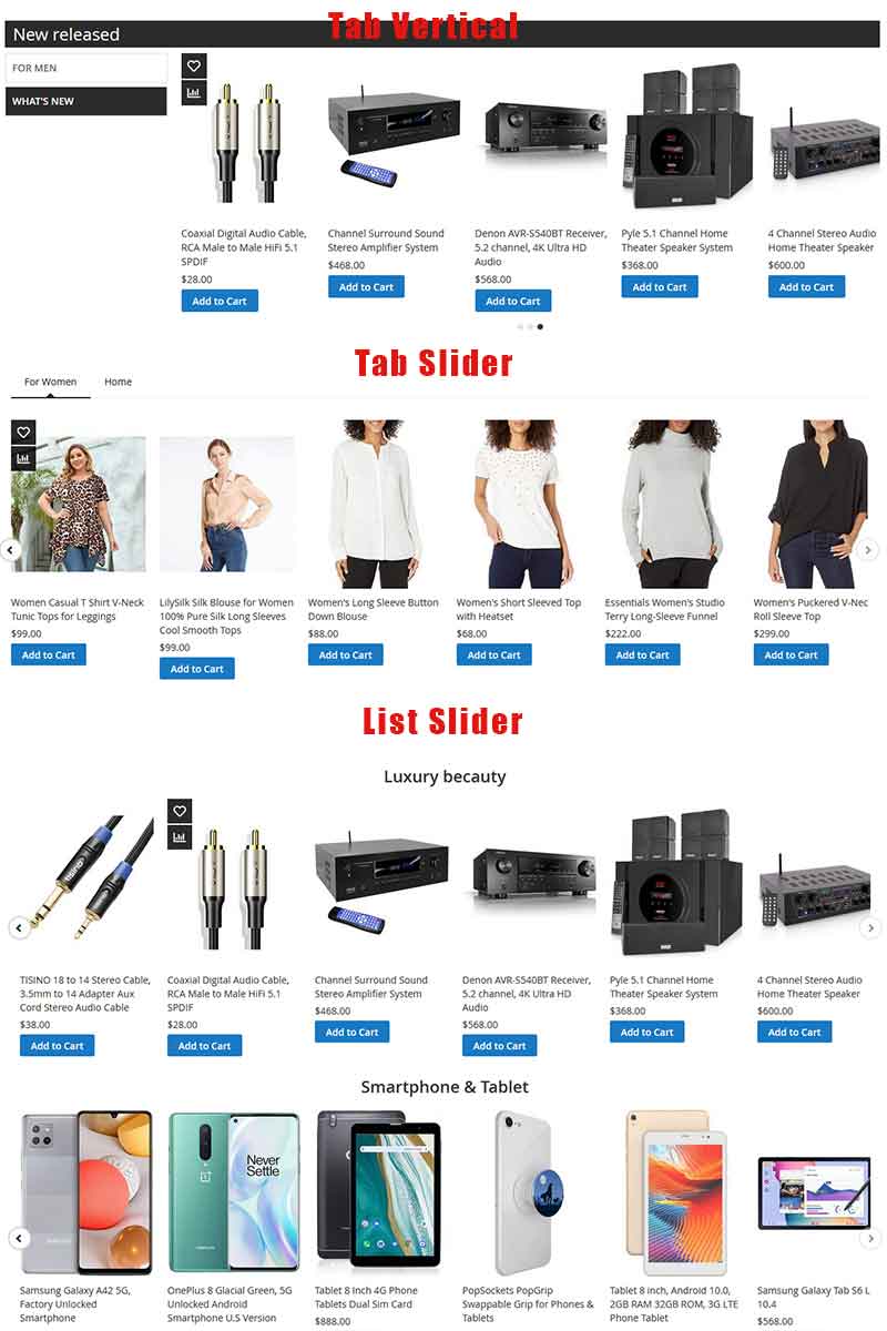 Magento 2 product slider layout style