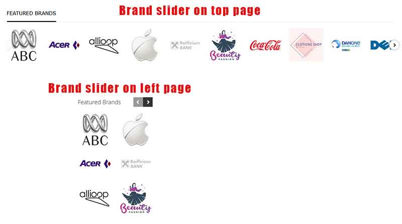 Magento 2 shop by brand featured slider