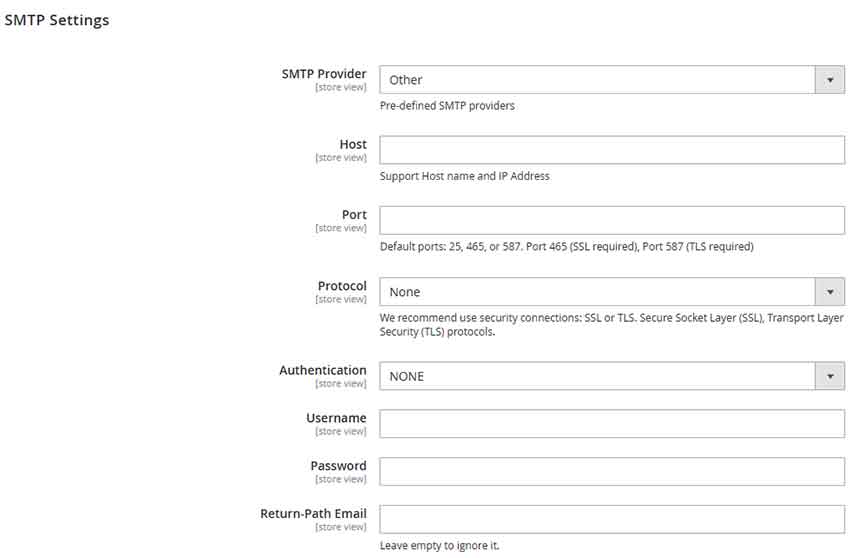 Magento 2 smtp email configuration