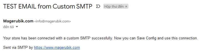 Magento 2 smtp send test email result