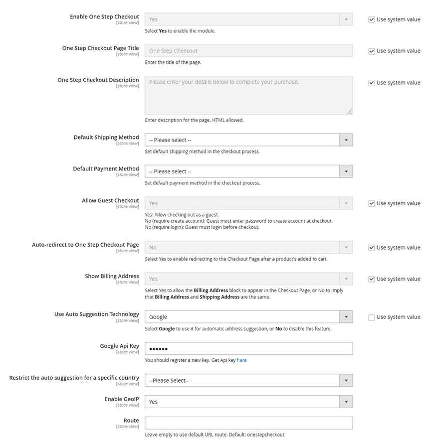 Magento 2 One Step Checkout General Configuration