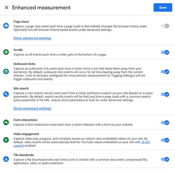 Google Analytics Data Stream Enhanced Measurements