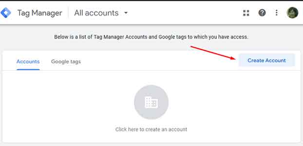 Google Tag Manager Create Account