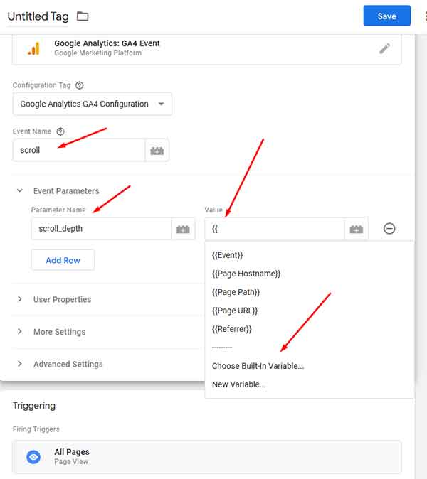 Google Tag GA4 even configuration