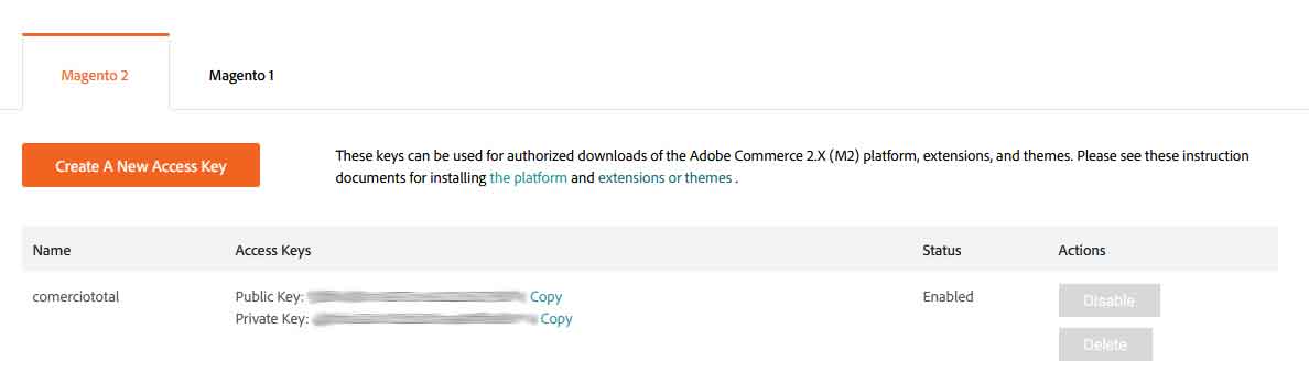 Magento Marketplace Access Key