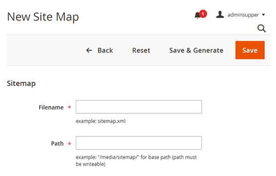 Magento 2 generate a Google XML Sitemap form