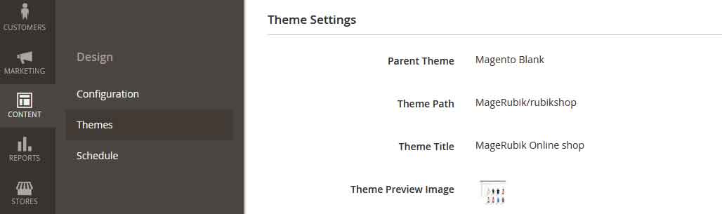 Magento 2 theme view backend